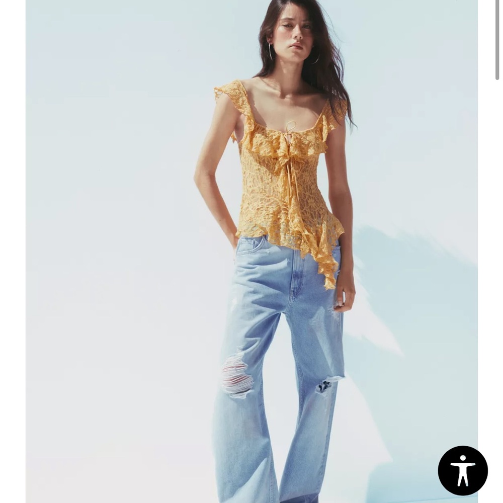 ZARA LACE RUFFLE TOP - Picture 4 of 10